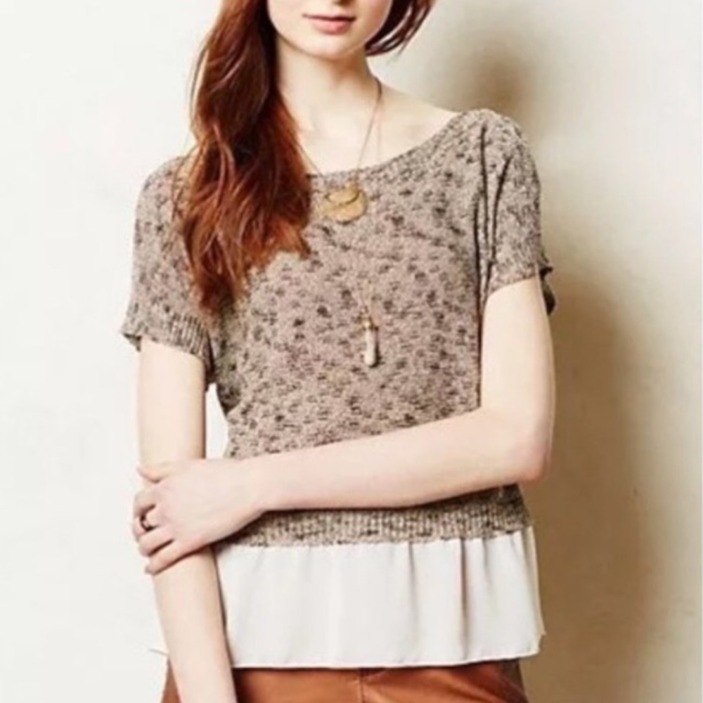 Anthropologie | Brown Boatneck Sweater